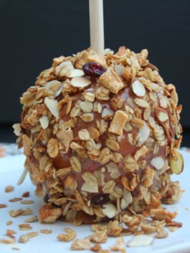 Festive Fall Granola Coated Caramel Apple Story