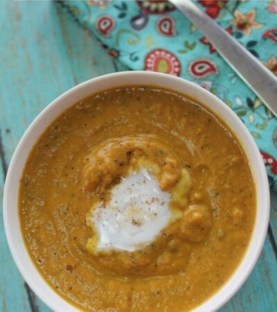 Ginger Pumpkin Soup- This homemade pumpkin soup will warm you on chilly evenings. Made with ginger and nutmeg, you will love the fall flavors in every bowl.