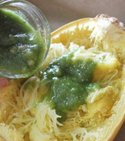 garlic pesto spaghetti squash