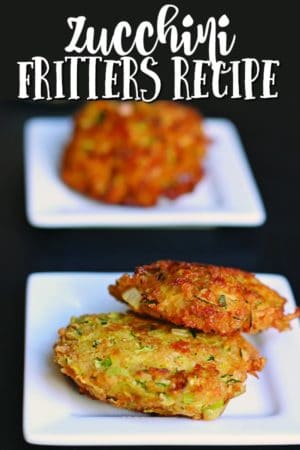 zucchini fritters on white plate