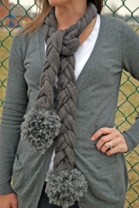 knit scarf made from braided sweater material