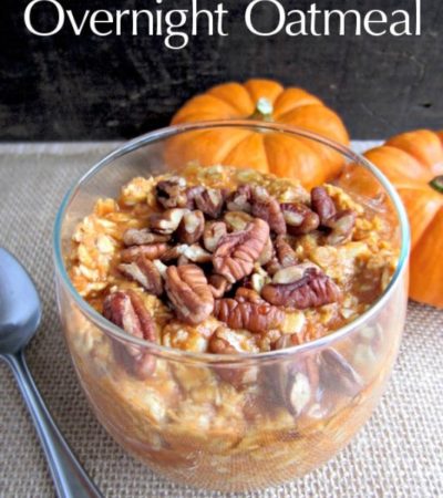 Pumpkin Pecan Overnight Oatmeal- This overnight oatmeal recipe is a yummy way to get heart-healthy oats and pumpkin into your diet. It's also gluten-free!