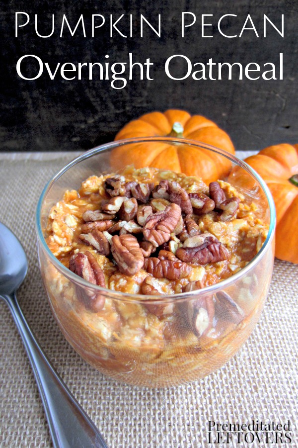 Pumpkin Pecan Overnight Oatmeal- This overnight oatmeal recipe is a yummy way to get heart-healthy oats and pumpkin into your diet. It's also gluten-free!