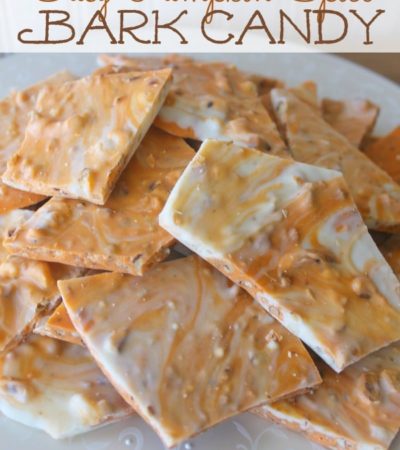 Pumpkin Spice Bark Candy Recipe - This quick and easy pumpkin spice bark only takes 4 ingredients and can be made in 15 minutes! Perfect for fall parties.
