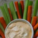 Sweet Buffalo Dip- This homemade buffalo dip is a great way to spice up veggies or chicken. Give it a try for an easy dipping sauce that is sweet and tangy.