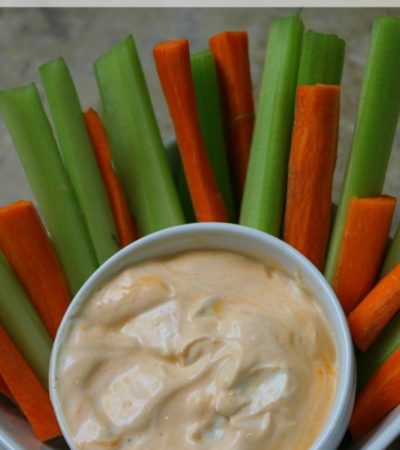 Sweet Buffalo Dip- This homemade buffalo dip is a great way to spice up veggies or chicken. Give it a try for an easy dipping sauce that is sweet and tangy.