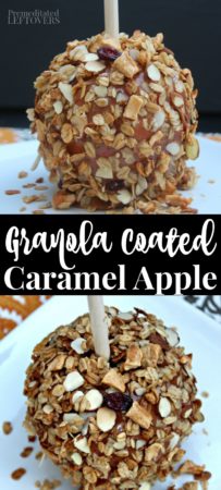 Easy granola coated caramel apple recipe.