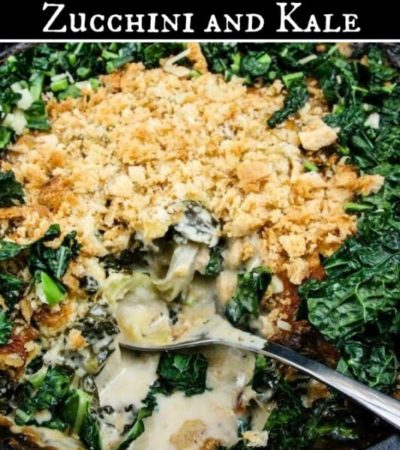 Potato Gratin with Zucchini and Kale- This hardy gratin potato dish is full of flavor and fresh veggies. Keep this recipe handy for the upcoming holidays.