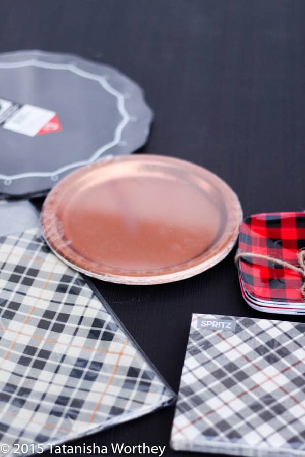 Easy Holiday or New Years Party Idea using Plaid Products from Target: Plaid Tablescape Idea