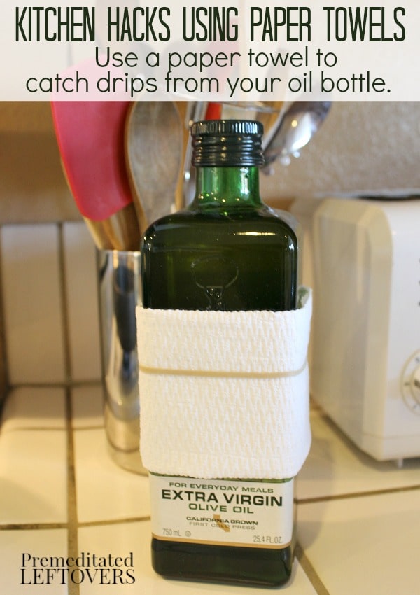 Use a paper towel around a oil bottle to catch drips