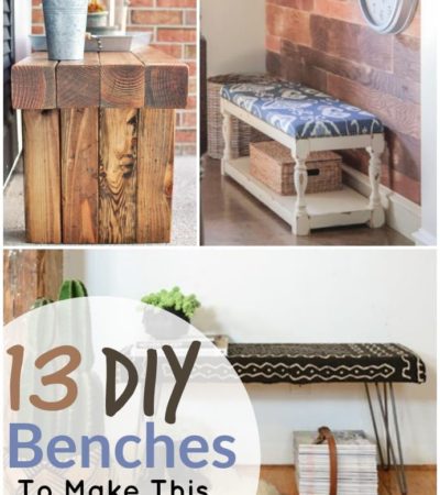 DIY Benches- Benches are the perfect way to provide seating and charm to any space. Here are 13 DIY benches for indoors and outdoors, too!