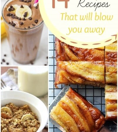 14 Banana Recipes- Don't let those bananas on your counter go to waste. Enjoy them in these delicious breakfast, snack, and dessert recipes.