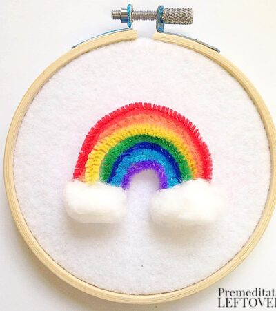 Easy Rainbow Wall Hanging Craft for Kids- This colorful wall hanging is simple to make with just a few materials. Kids will love creating their own rainbow!