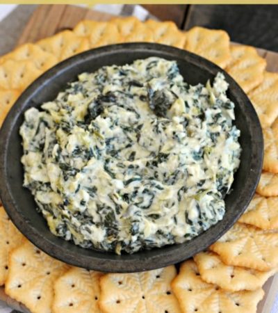 Spinach Artichoke Dip Recipe- This delicious spinach and artichoke dip is easy to prepare and makes the perfect side or appetizer for your next big event!