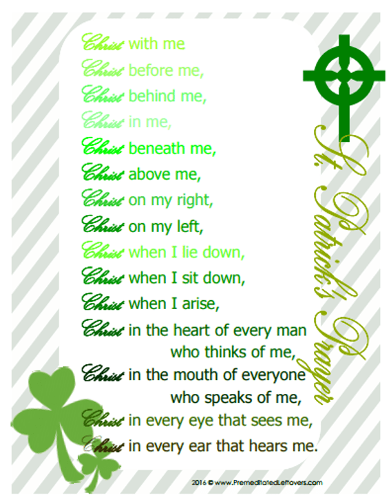 St Patrick s Breastplate Printables Of St Patrick s Prayer