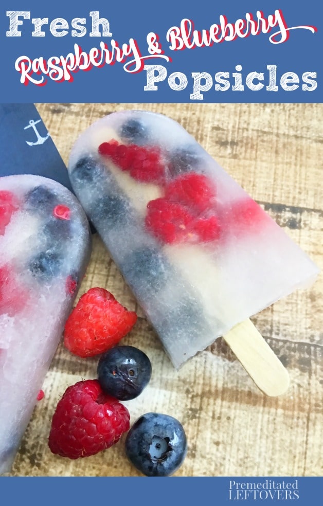 Homemade Raspberry and Blueberry Popsicles Recipe using fresh berries and coconut water