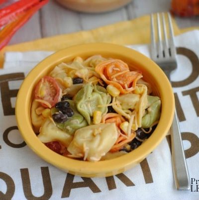 Quick and easy recipe for Southwest Ranch Tortellini Salad