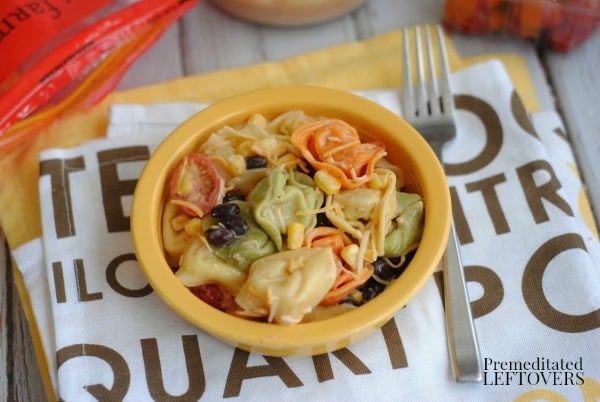 Quick and easy recipe for Southwest Ranch Tortellini Salad