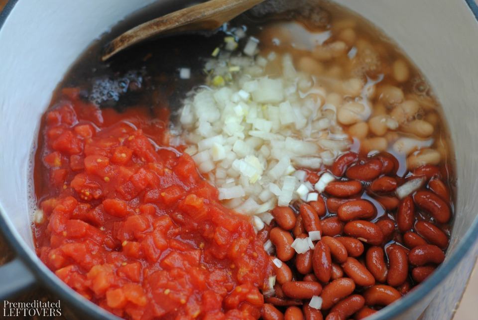 Dutch Oven 5 Bean Quinoa Soup- ingredient in dutch oven