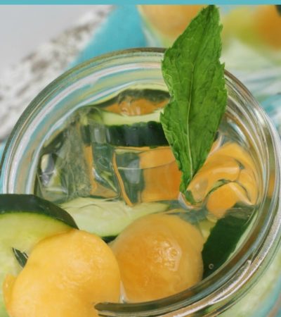 Cantaloupe and Cucumber Fruit Infused Water- Infusing fruit is a natural and easy way to flavor your water. This recipe uses fresh cantaloupe and cucumber.