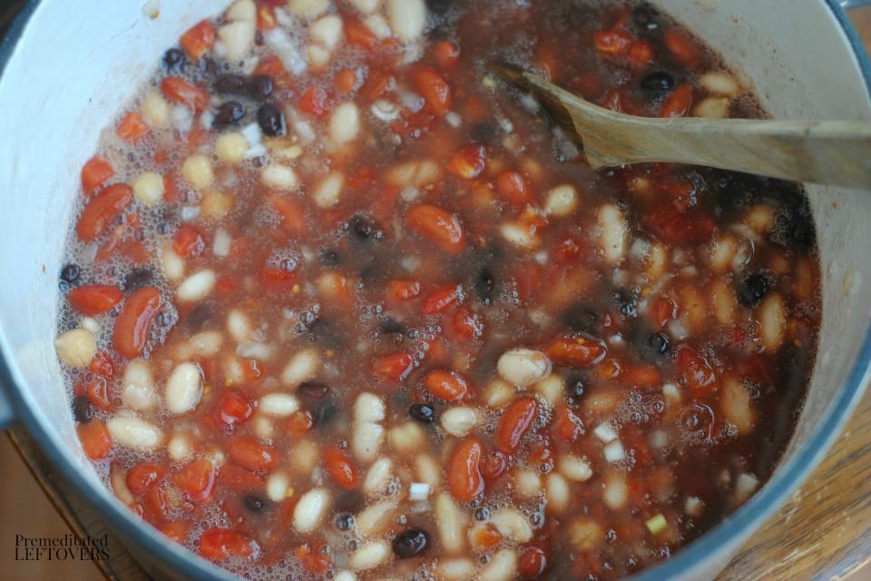 5 Bean Quinoa Soup - combine ingredients