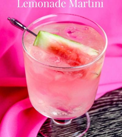 Watermelon & Lemonade Martini- Enjoy this lemon martini with your favorite gin and slice of fresh watermelon. It's a fun and easy summer cocktail recipe!