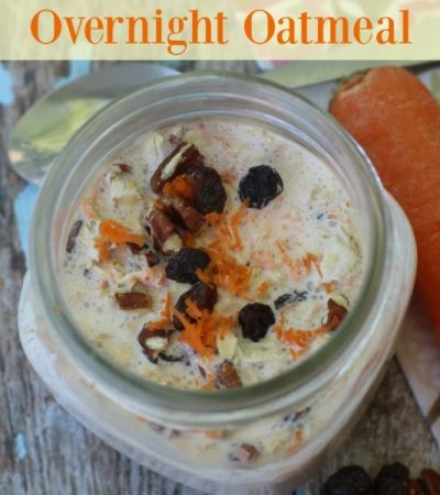 Carrot Cake Overnight Oatmeal- This Carrot Cake Overnight Oatmeal recipe is a tasty and easy way to begin your day. It's also dairy-free and gluten-free!