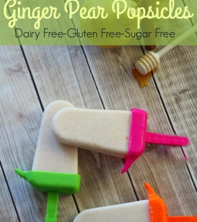 Spiced Ginger Pear Popsicles- These ginger and pear popsicle recipe is dairy-free and sugar-free. Adults and kids alike are sure to enjoy this summer treat.
