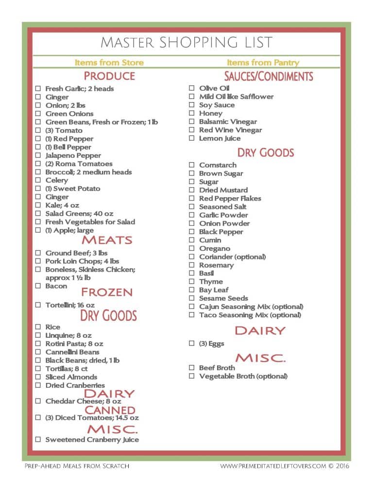 Prep-Ahead Meal Plan Using Cubed Pork, Meat Balls, and Beans