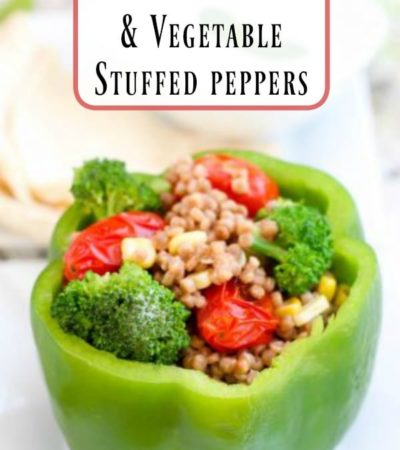 Tahini Couscous & Vegetable Stuffed Peppers- These stuffed peppers are an easy, meatless meal when the temps heat up and you want to bypass the oven!