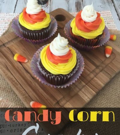 Easy Candy Corn Cupcakes- These delicious and easy to make cupcakes resemble candy corn! They are the perfect treat to bring to get togethers this fall.