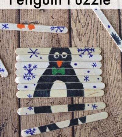 Follow the simple tutorial to make this Popsicle Stick Penguin Puzzle. It's a frugal craft for kids to kick off winter or learn about the letter P.