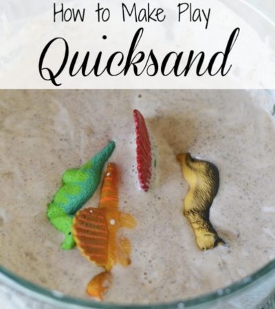 Learn How to Make Your Own Quicksand with this easy tutorial. It's a fun and educational activity for kids as they set toys on the sand and watch them sink.