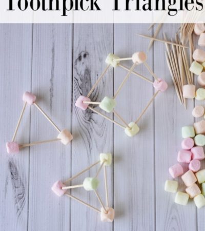 This Toothpick Triangles Activity is a fun and frugal way to teach kids about shapes, geometry, or letters. All you need is marshmallows and toothpicks!
