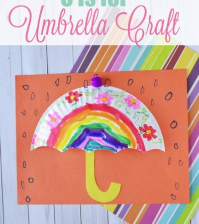 Don't let the rainy weather get you down! This easy Paper Plate Umbrella craft is a fun way to teach kids about the weather and the letter U.