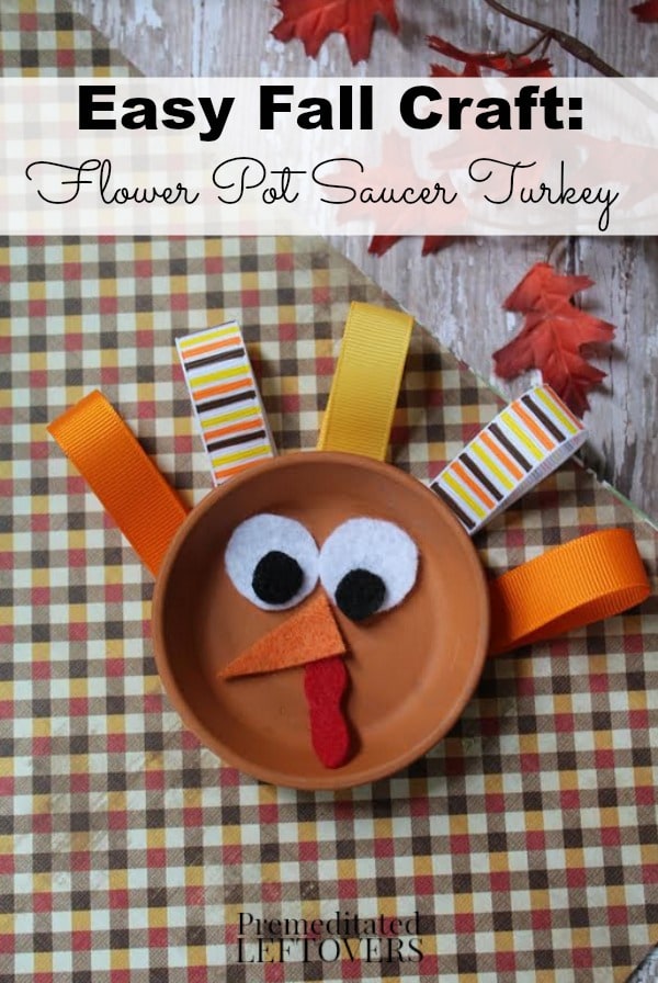 Reuse a terra cotta saucer to make this colorful Flower Pot Saucer Turkey Craft. It is an easy and frugal craft to make with kids this fall. 