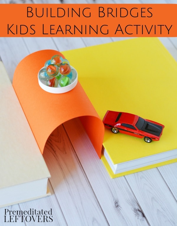 This Building Bridges Activity is a fun, learning experiment for kids. Make these simple bridges to teach your kids some basics of engineering through play!