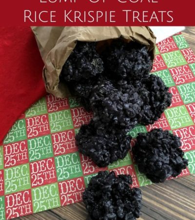 This Lump of Coal Rice Krispie Treats Recipe is fun to make and receive around Christmas! Oreos and food coloring help these treats look just like coal!
