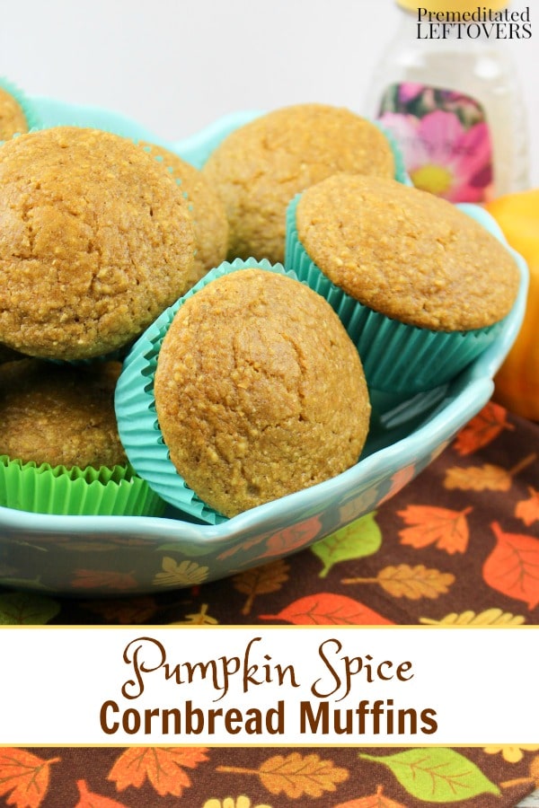 Enjoy these Pumpkin Spice Cornbread Muffins with a drizzle of honey or served with your favorite chowder. You will love the fall flavors in this recipe!