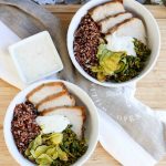 This Red Quinoa Bowl with Pork and Vegetables is a healthy, protein rich recipe. It is also a delicious way to use leftover pork loin.