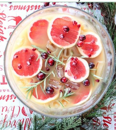 This Grapefruit and Pomegranate Punch with Rosemary is a perfect recipe for the holidays. It's easy the throw together and chill until served.
