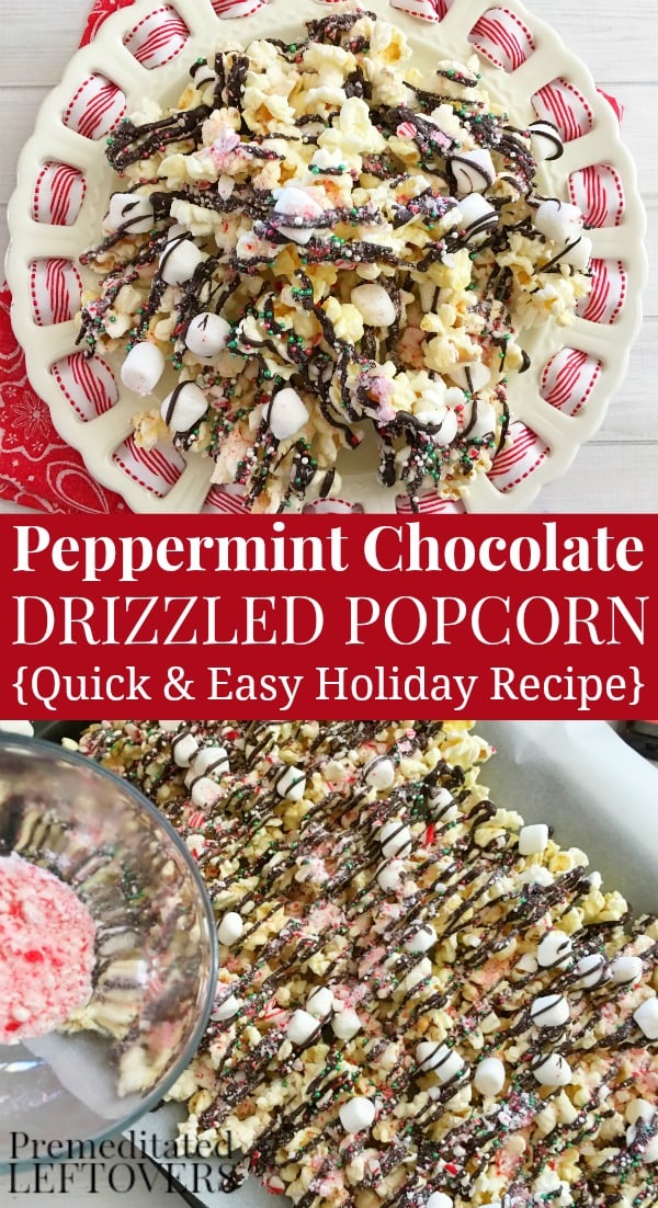 Easy Peppermint Chocolate Drizzled Popcorn Recipe