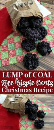 This lump of coal rice krispie treats recipe is perfect for Christmas parties!