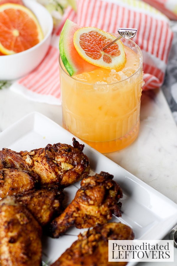 Watermelon and Orange Cocktail- pairing idea with Sweet and Spicy Chicken Wings 