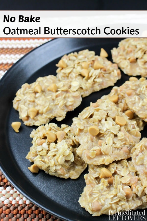 These No Bake Oatmeal Butterscotch Cookies are an easy recipe when you want a yummy dessert without having to run the oven, or just don't feel like baking! These easy cookies taste like Oatmeal Scotchies!