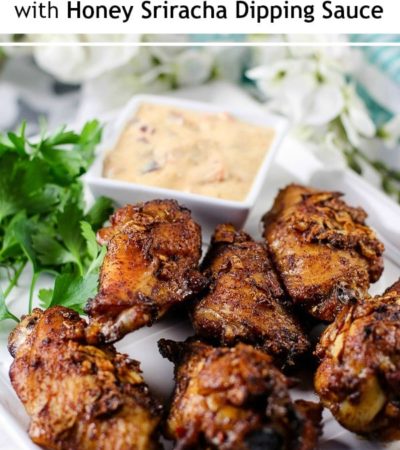 Kick off your football party with this easy Sweet and Spicy Chicken Wings recipe. These wings get an extra kick with a creamy Honey Sriracha Dipping sauce!