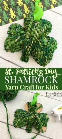 This shamrock yarn craft for kids is an easy St. Patrick's day activity.