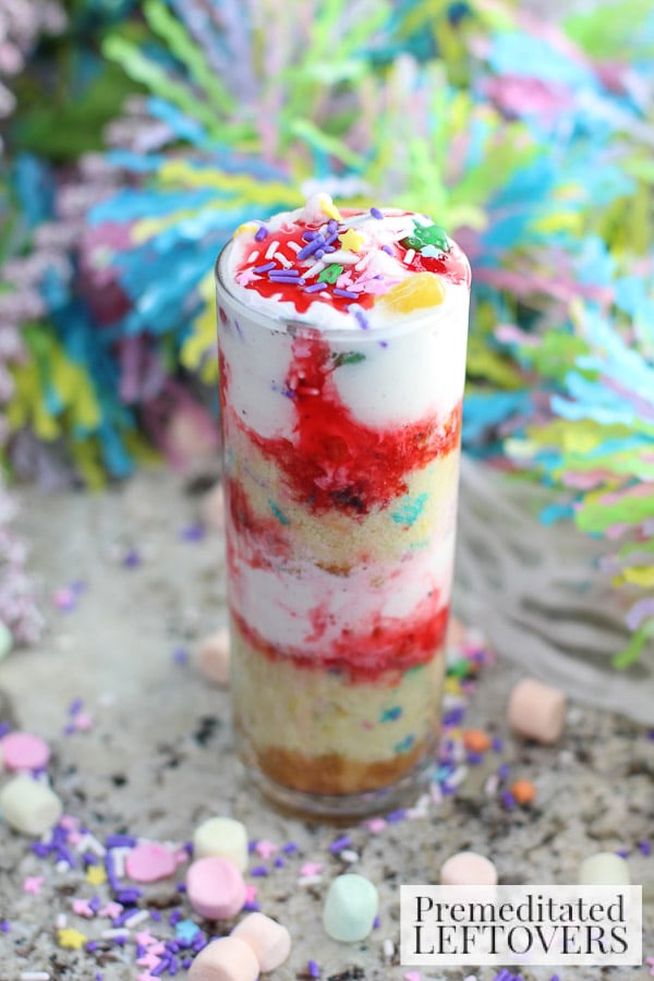 Little unicorns will go wild for this Unicorn Food Cake and Ice Cream Parfait. It's a fun and easy recipe that layers cake, ice cream, and colorful candies.