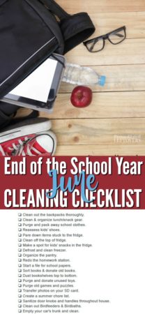 printable june cleaning checklist for cleaning up and organizing after the school year ends.