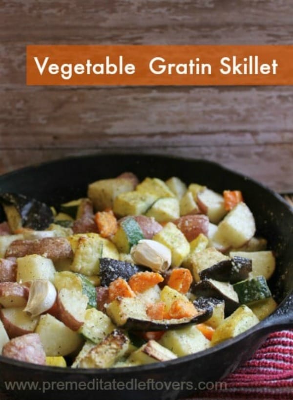 A quick and easy Vegetable Gratin Skillet recipe loaded with fresh vegetables, Italian seasonings, and Parmesan cheese. A lovely and healthy vegetable dish.